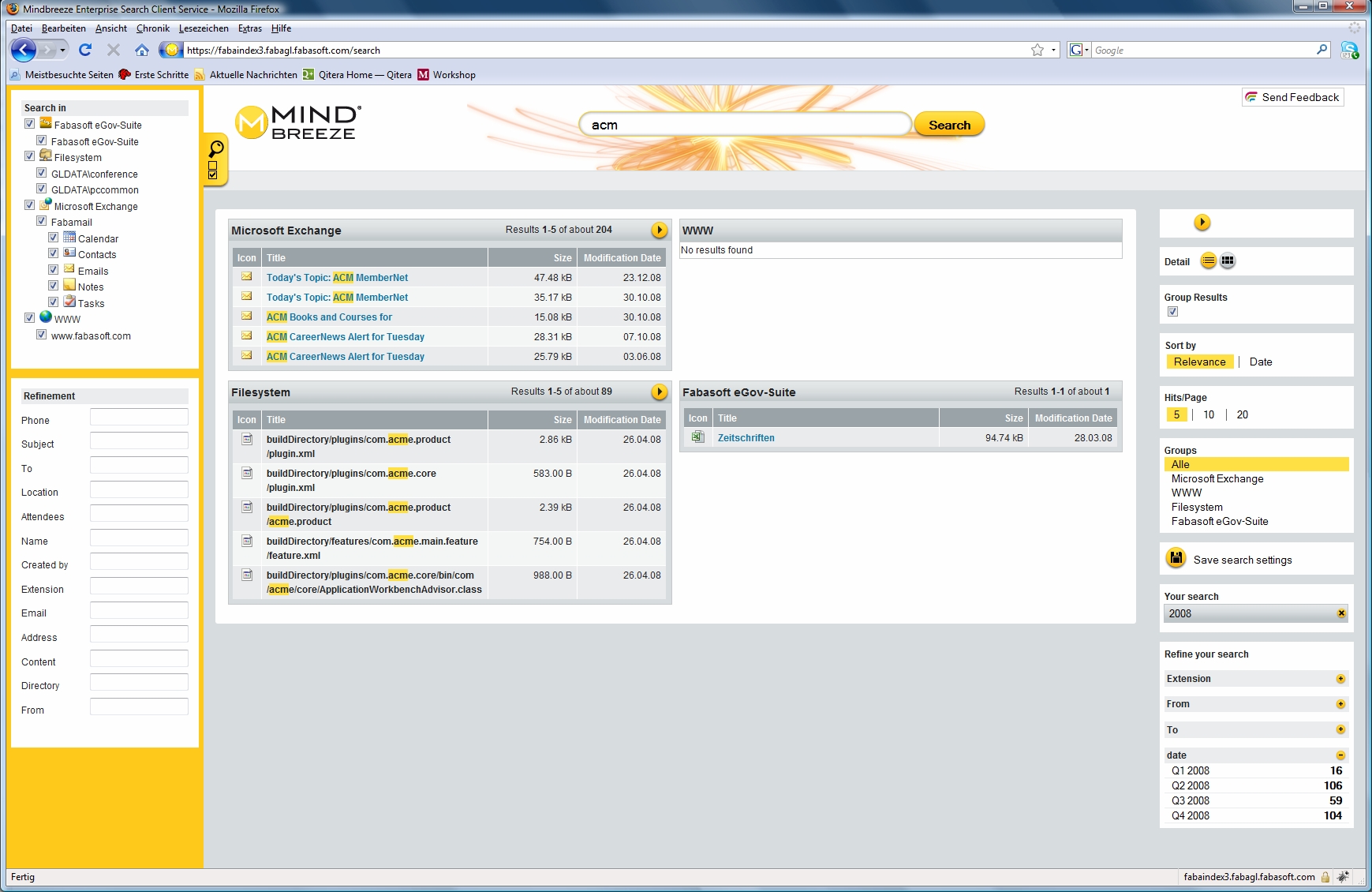 Mindbreeze interface